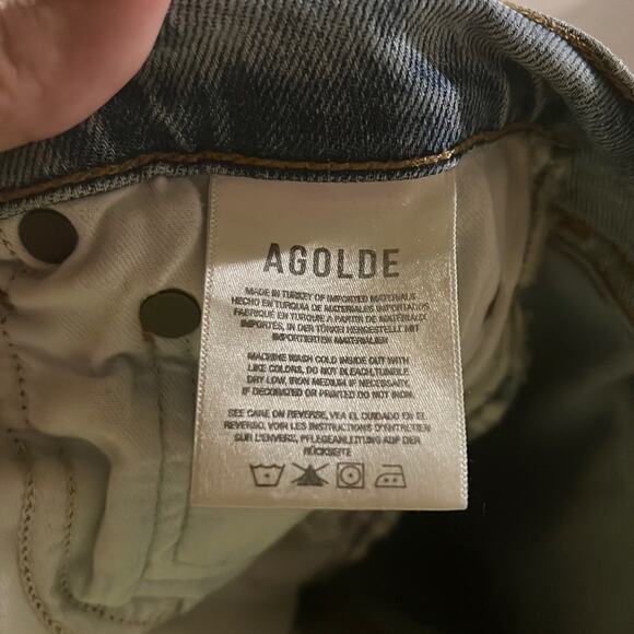 AGOLDE light wash distressed straight leg jeans 29 - Picture 3 of 6